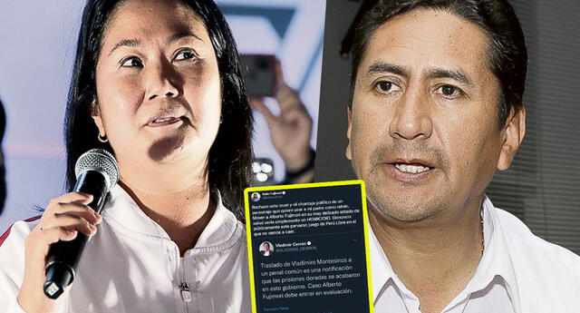Keiko Fujimori se enfrenta a Vladimir Cerrón en Twitter por pedir traslado de Alberto Fujimori